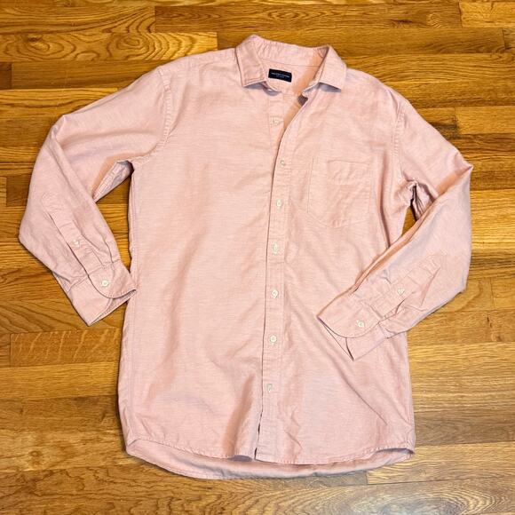 Proper Cloth Mens 15.5 Cotton Hemp Pink Long Sleeve Button Down Casual Shirt